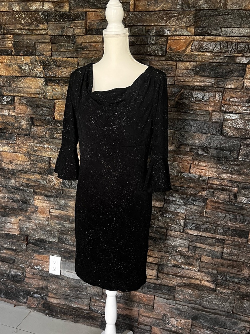 Scarlett Black Sparkle Cowl Midi Dress